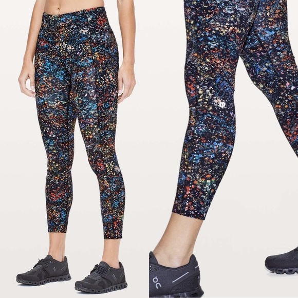 lululemon Flowerescent High Rise Fast & Free 7/8 Tights 25" Size 6 - Picture 3 of 13